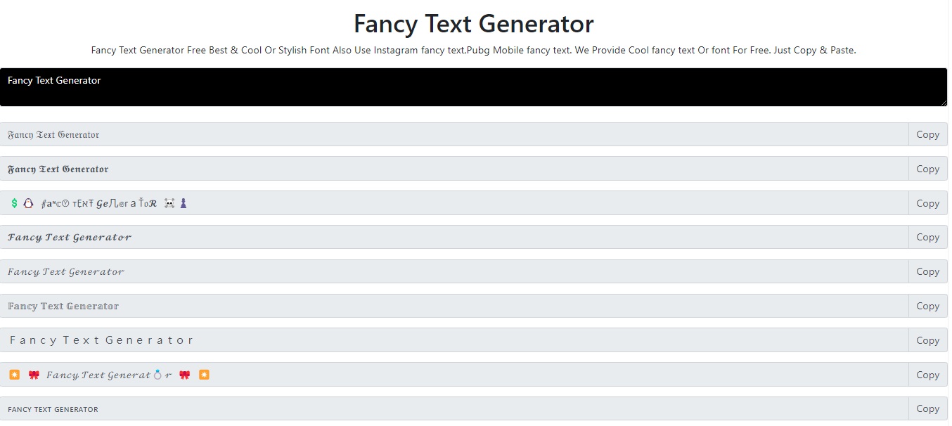 Fancy Text Generator Tool Script Free Download